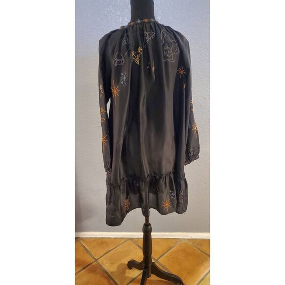 Johnny Was Calme by Yogi Embroidered Silk Mini Dress — Black, NWT, Boho Chic - Picture 9 of 13